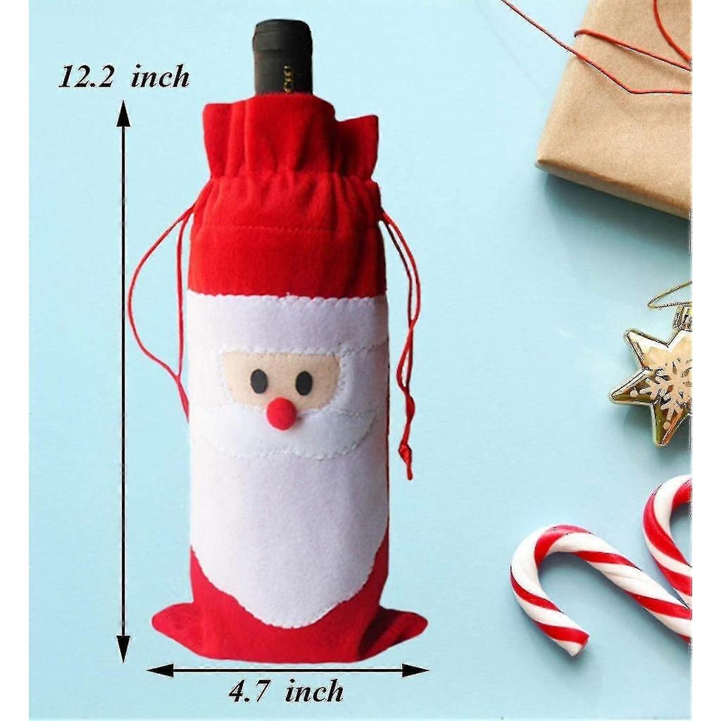 8pcs Christmas Santa Claus Wine Bottle Cover Bags Home Party Decoration