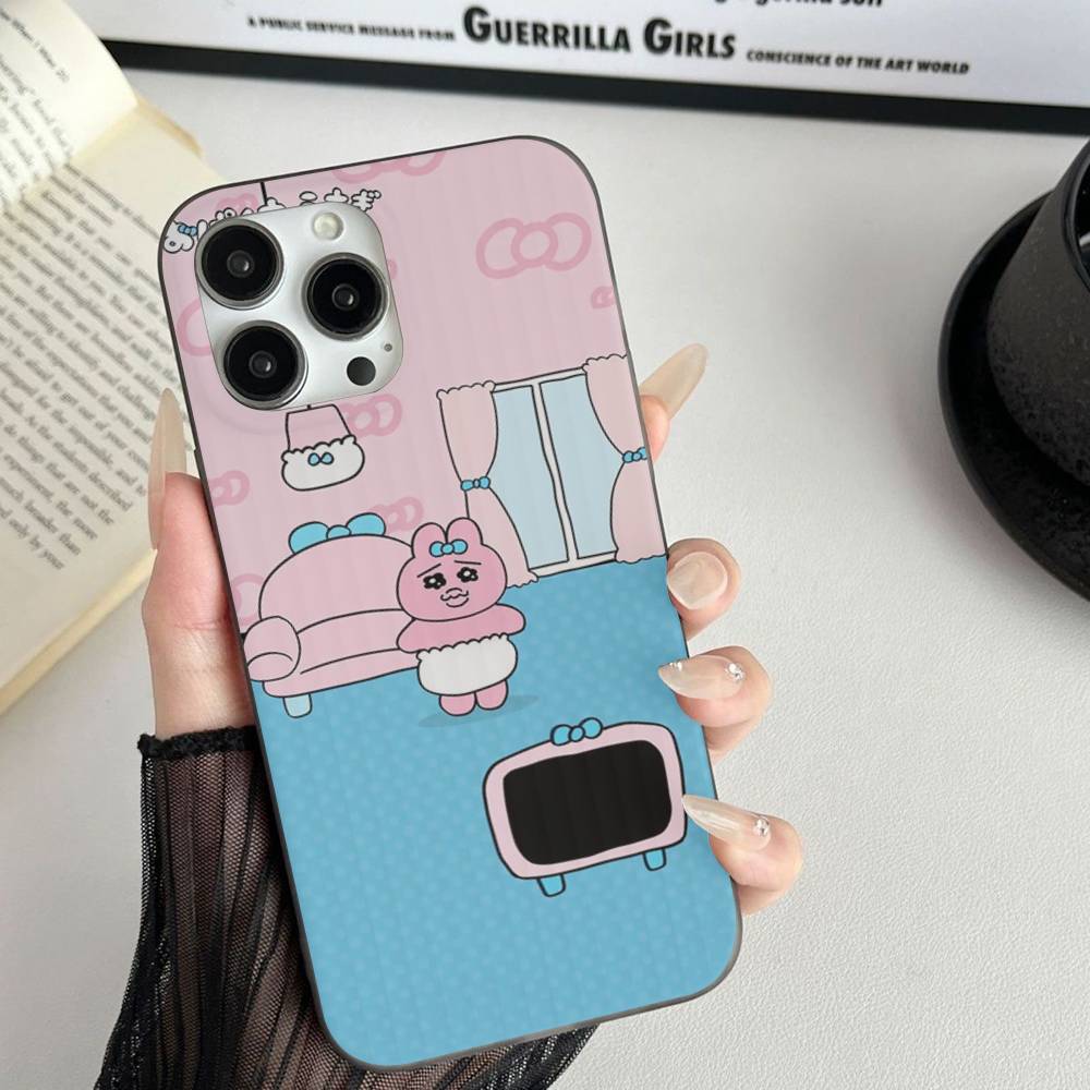 Cute Opanchu U-Usagi Cute For IPhone 17 16 15 11 12 13 14 Pro Max Plus Pro Corrugated Translucent Back Phone Cover