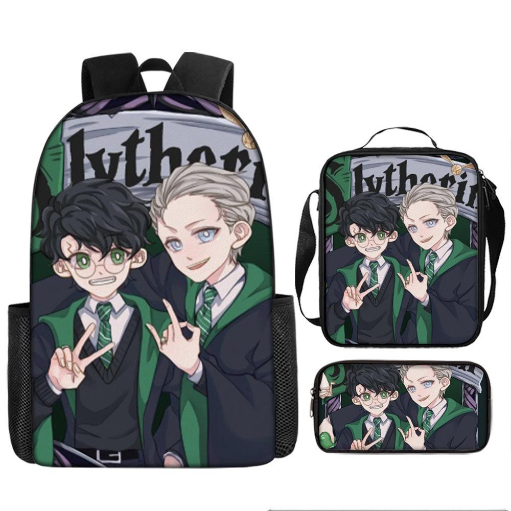 Harry Potter 3-Piece Backpack Set for School Students Large Capacity Bag Crossbody Pencil Case Set Kids Gift