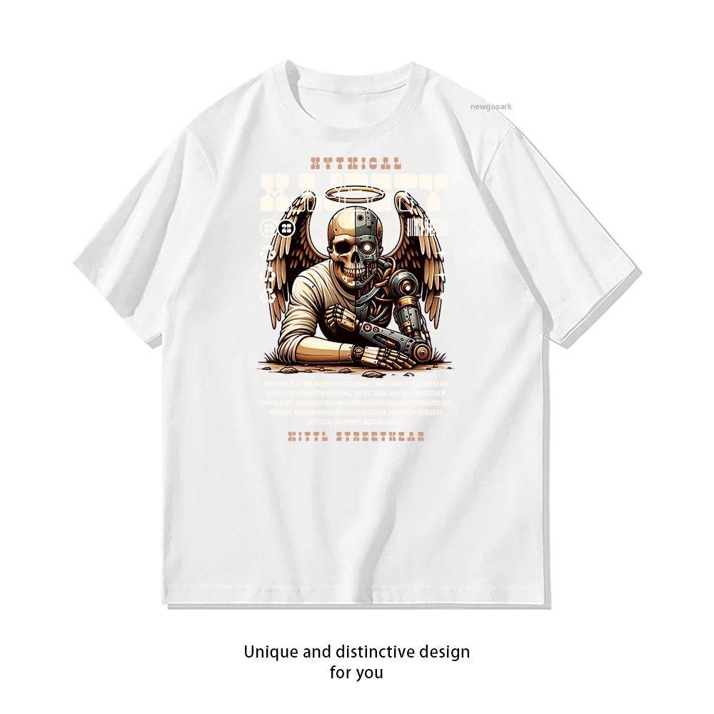 Mechanical Angelic Warrior cotton T shirt Unisex Adult couple streetwealtops tee Short sleev Casual