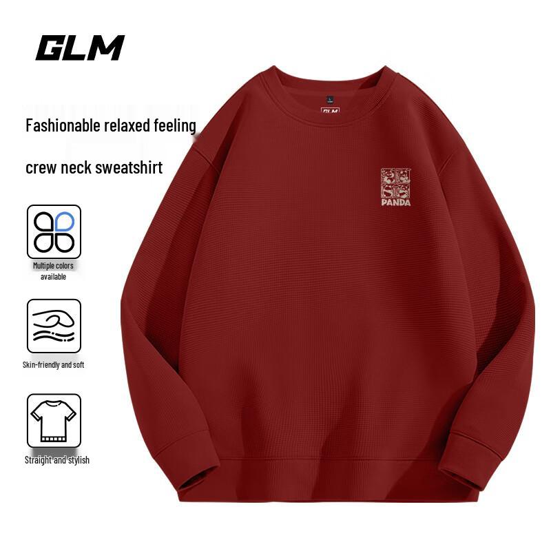 GLM American Style Waffle Knit Panda Graphic Round Neck Sweatshirt