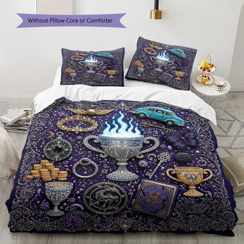 Diamond Embroidery Style Pattern Bedding Quilt Set Home Decoration Gift (1 * duvet cover + 2 * pillowcase without core)
