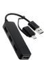 ELECOM USB Hub with 4 2.0 Type-C Adapter, Ports, Black, U2H-CA4003BBK