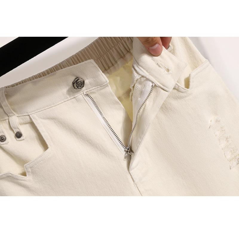 DIMANAF Plus Size 2025 Женские шорты, брюки, летние свободные джинсы-шаровары, короткие базовые брюки с высокой талией и эластичным поясом