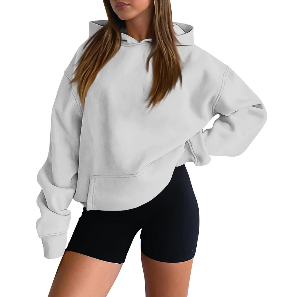 Женский свободный свитшот с круглым вырезом и длинными рукавами, повседневный свободный крой на шнурке