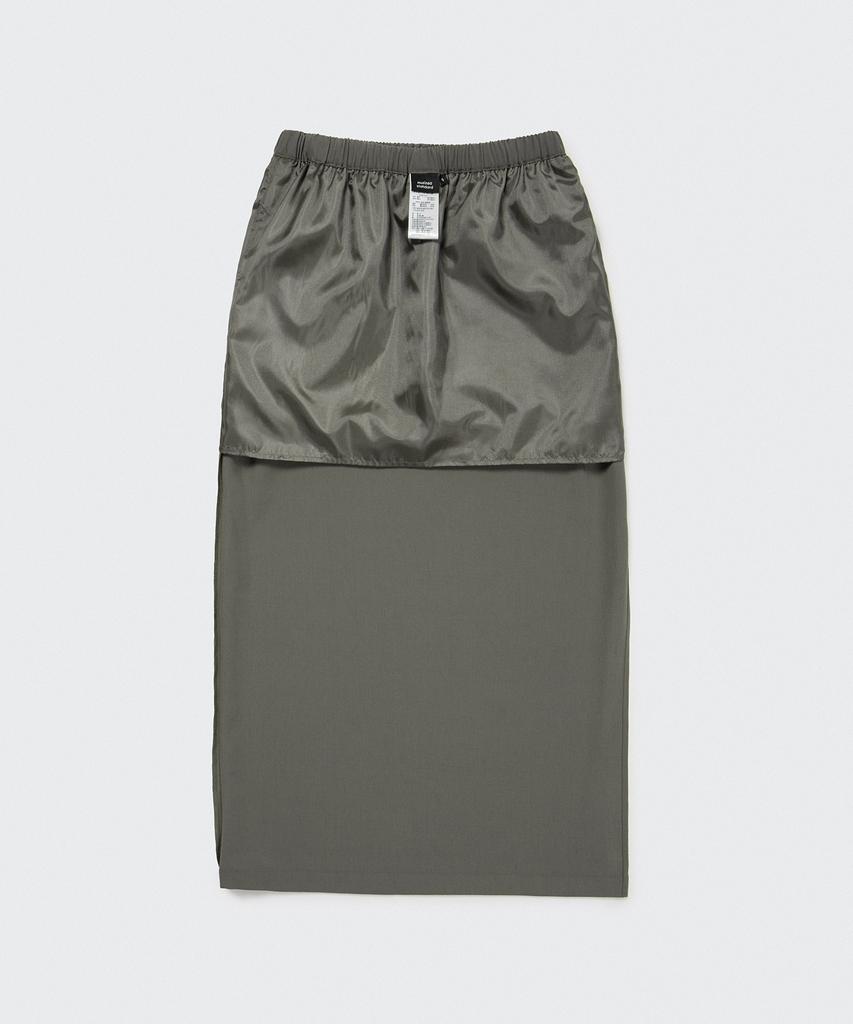 Musinsa Standard Woman Women'S Linen-Like Elastic Long Skirt [Grayish Khaki]