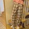 Plaid Casual Pants for Women In Spring and Autumn New Loose Straight High Waist Wide-leg Long Trousers