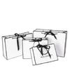 Luxury Custom Your Own Logo Paper Packaging Bags Large Black Trim White Paper Shopping Gift Bags With Bow Ties & String Handles