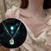 Vintage Firefly Moonstone Necklace Trendy Pendant Necklace for Women Versatile Simple Clavicle Chain Jewelry