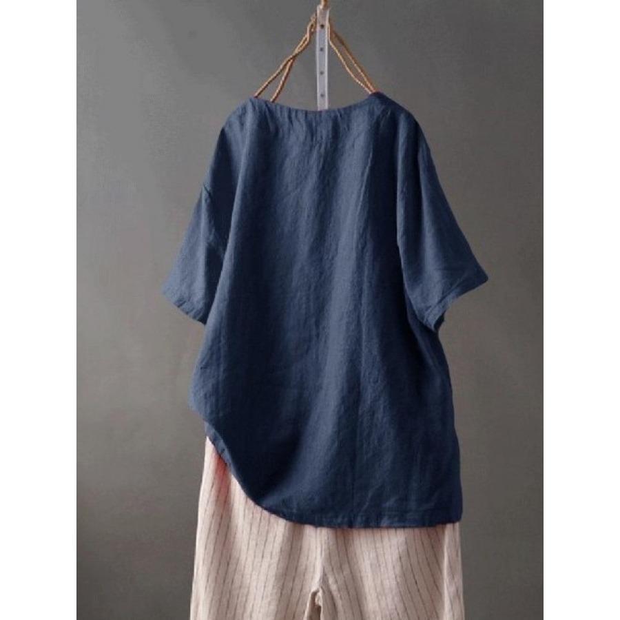 Блузка больших размеров, повседневные хлопковые льняные топы в стиле ретро, ​​винтажная рубашка с вышивкой для женской одежды