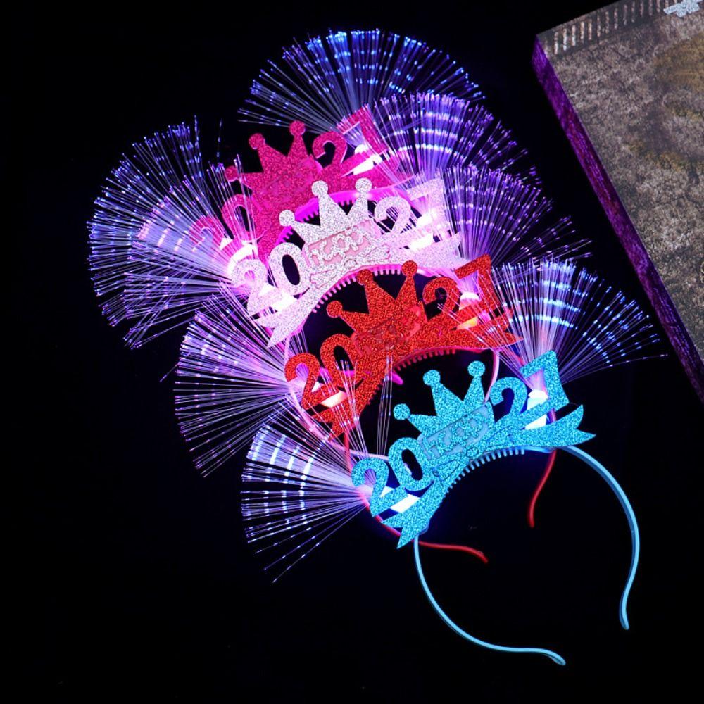Glitter LED Glow Hair Bands Optic Fiber Light Up Christmas Hair Hoop Rave Nightclub