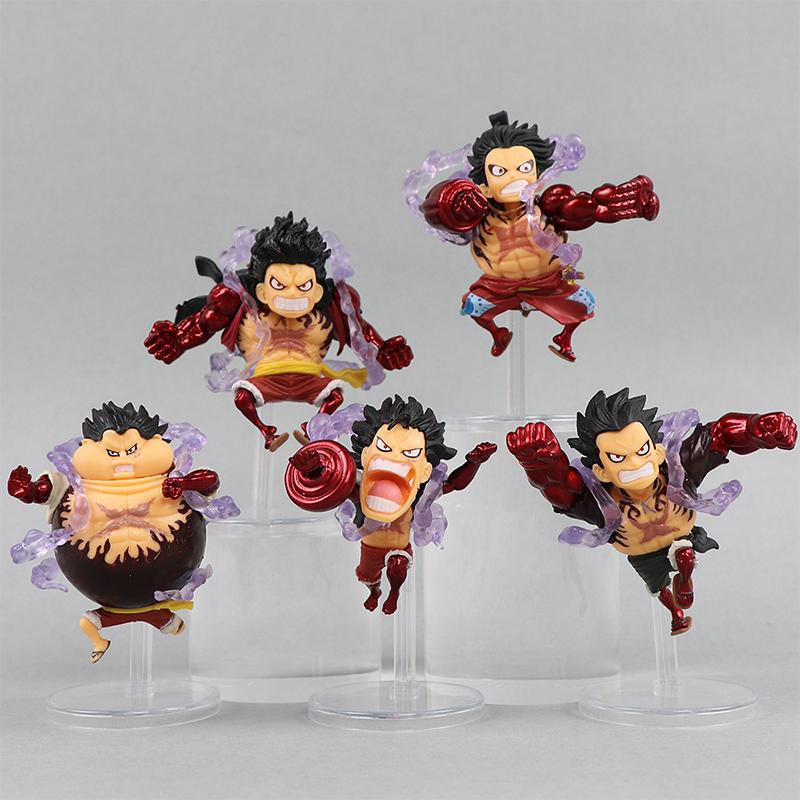 11 см 5 шт./компл. Q-версия Impish Luffy Funny One Piece Gear 4 Luffy аниме-фигурки ПВХ модель игрушки настольное украшение для автомобиля