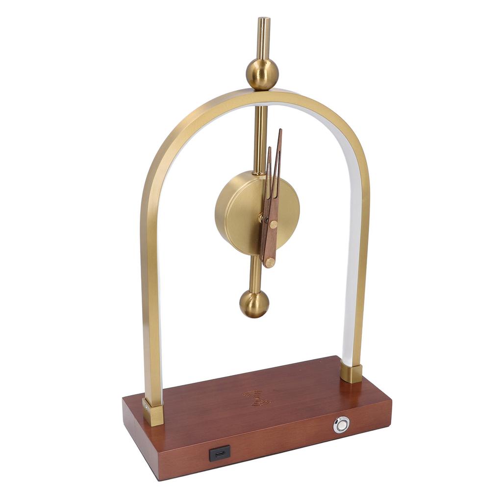 LED Desk Lamp Silent Clock with Wireless Charger Modern Adjustable Lighting for Bedroom Study US