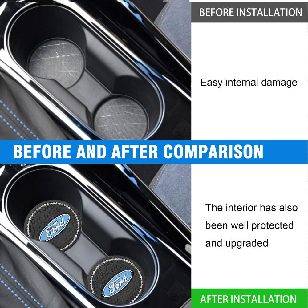 KLYC3 1/2pcs Diamond Car Coaster Water Cup Holder Anti-slip Pad Phone Sunglasses Non Slip Mat For Ford Mondeo Kugo Focus ST Ranger
