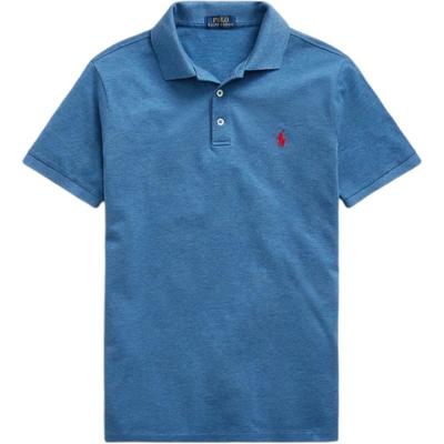 Polo однотонная рубашка поло с вышитым маленьким пони, облегающая, с коротким рукавом, мужские топы, королевский синий MNPOKNI1N821419-520