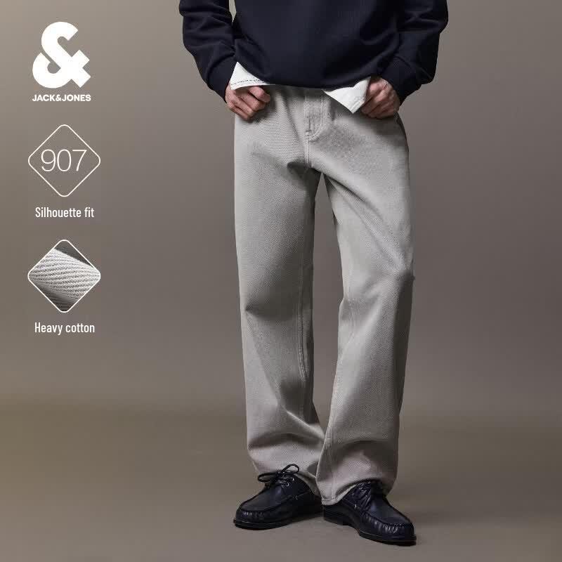 Мужские джинсы Jack & Jones, тяжелые, из чистого хлопка, свободного кроя