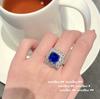Кольцо «Снежинка» с сапфиром Мадагаскара, винтажное, покрытие 18K золотом, Серьги-цветы с цирконом королевского синего цвета
