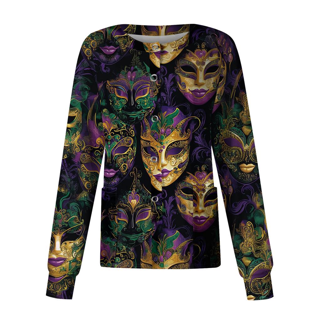 Женский повседневный топ с длинным рукавом, на одной пуговице, с принтом, быстросохнущий