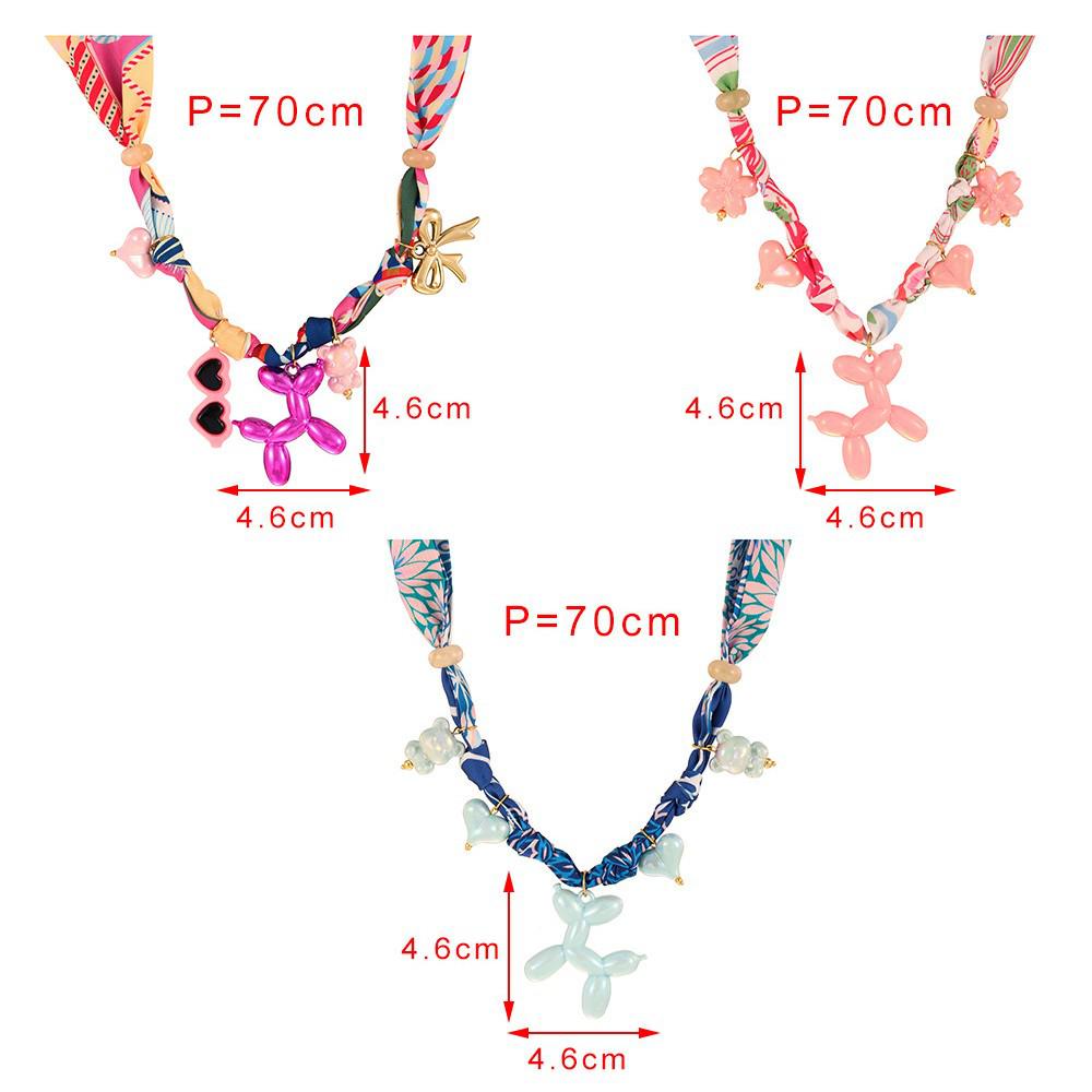 Dopamine Color Silk Scarf Bowknot Pendant Necklace for Women - Light Luxury Fashion, Pink Puppy Design