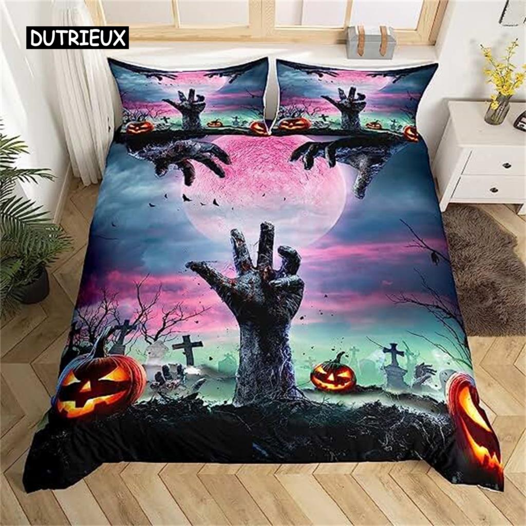 Пододеяльник Дерево Хэллоуин Ужас Тема Одеяло Чехол Готический Жуткий Пододеяльник Подростки Мужчины Серый Дерево Ужас Домашнее Украшение