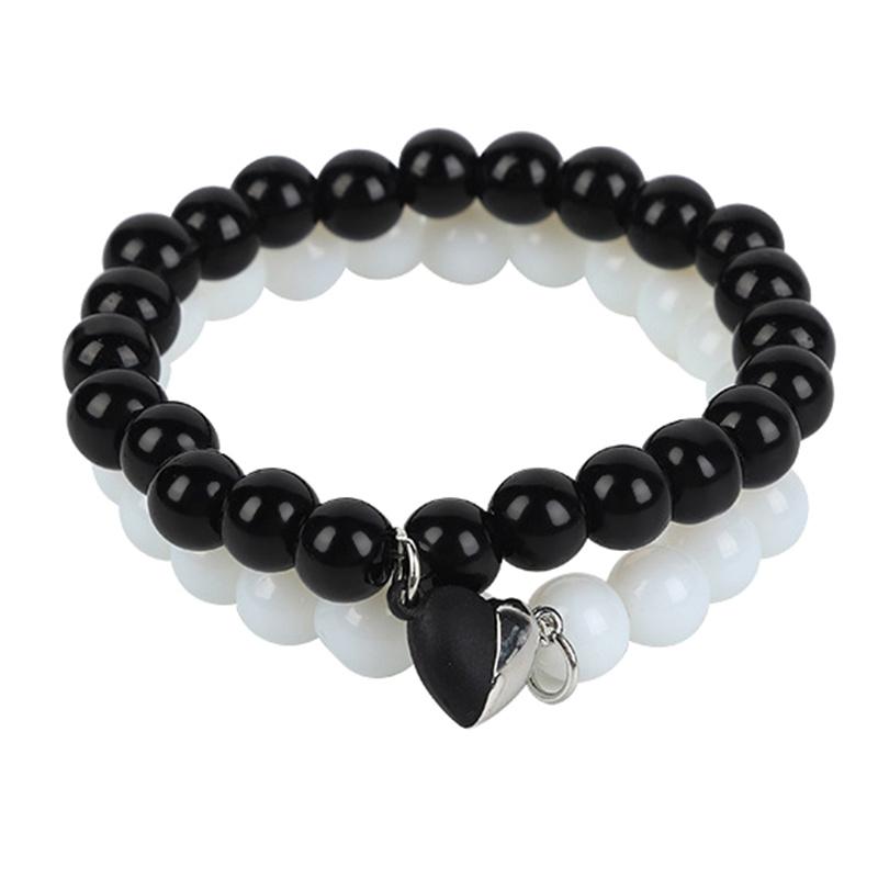 2шт. Черный Белый Браслет Пара Друг Парный Магнитный Браслет Любви