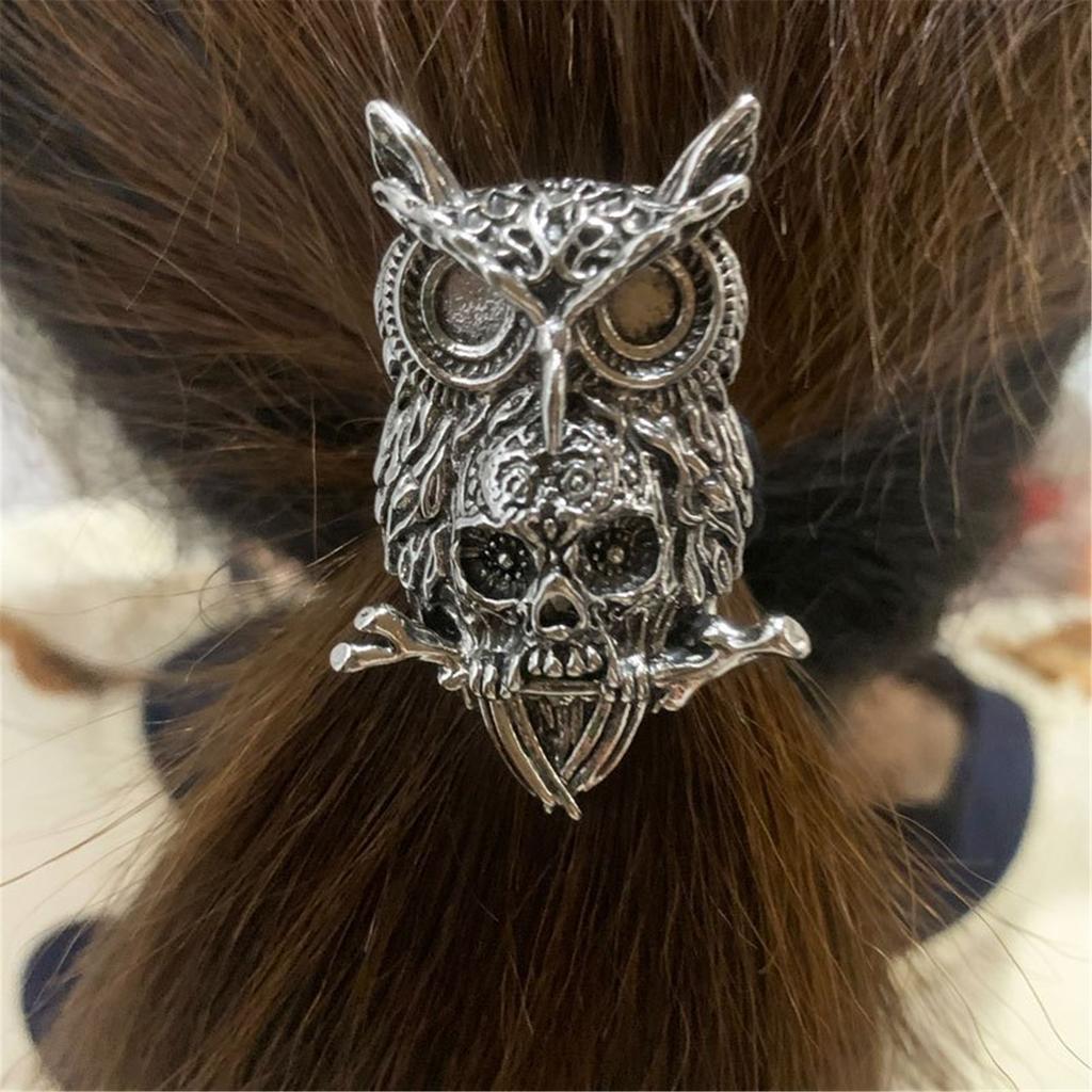 Halloween Theme 3D Owl Skull Hair Rope for Adult Female Teens Punk Hairband Dark Series Festival Hair Band Accessories