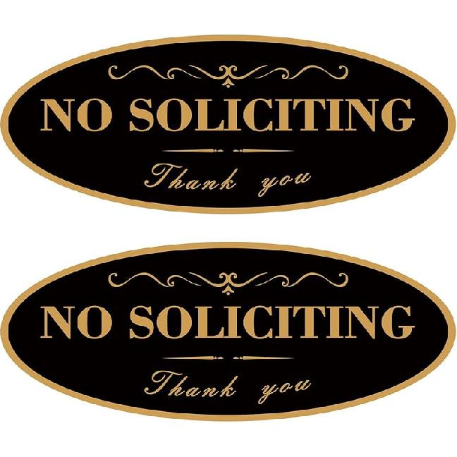 2 Pack No Soliciting Sign for House, Strong Self-Adhesive Acrylic No Soliciting Sign for Front Door, Weatherproof, Easy to Mount, Perfect for Front