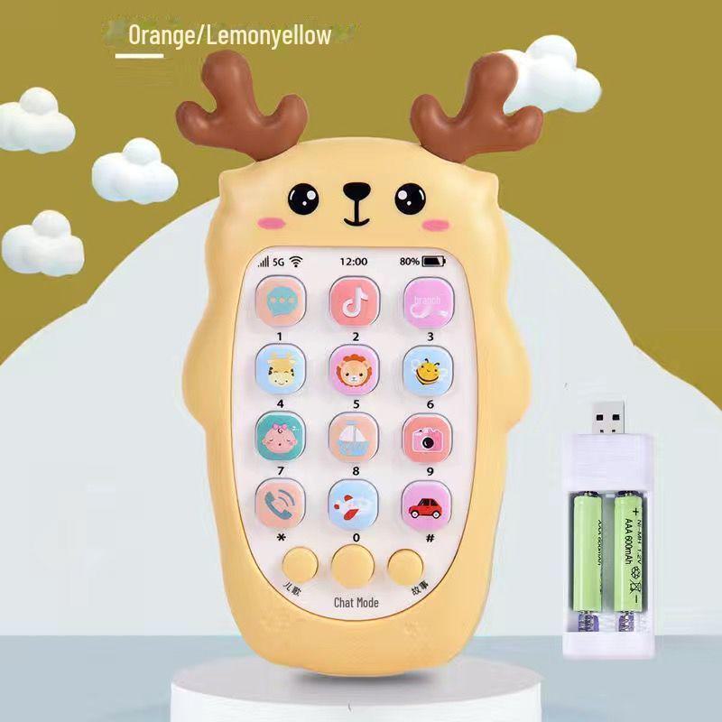 Перезаряжаемая развивающая музыкальная игрушка-телефон для девочек и мальчиков, жевательный дизайн, для возраста 0-3 года
