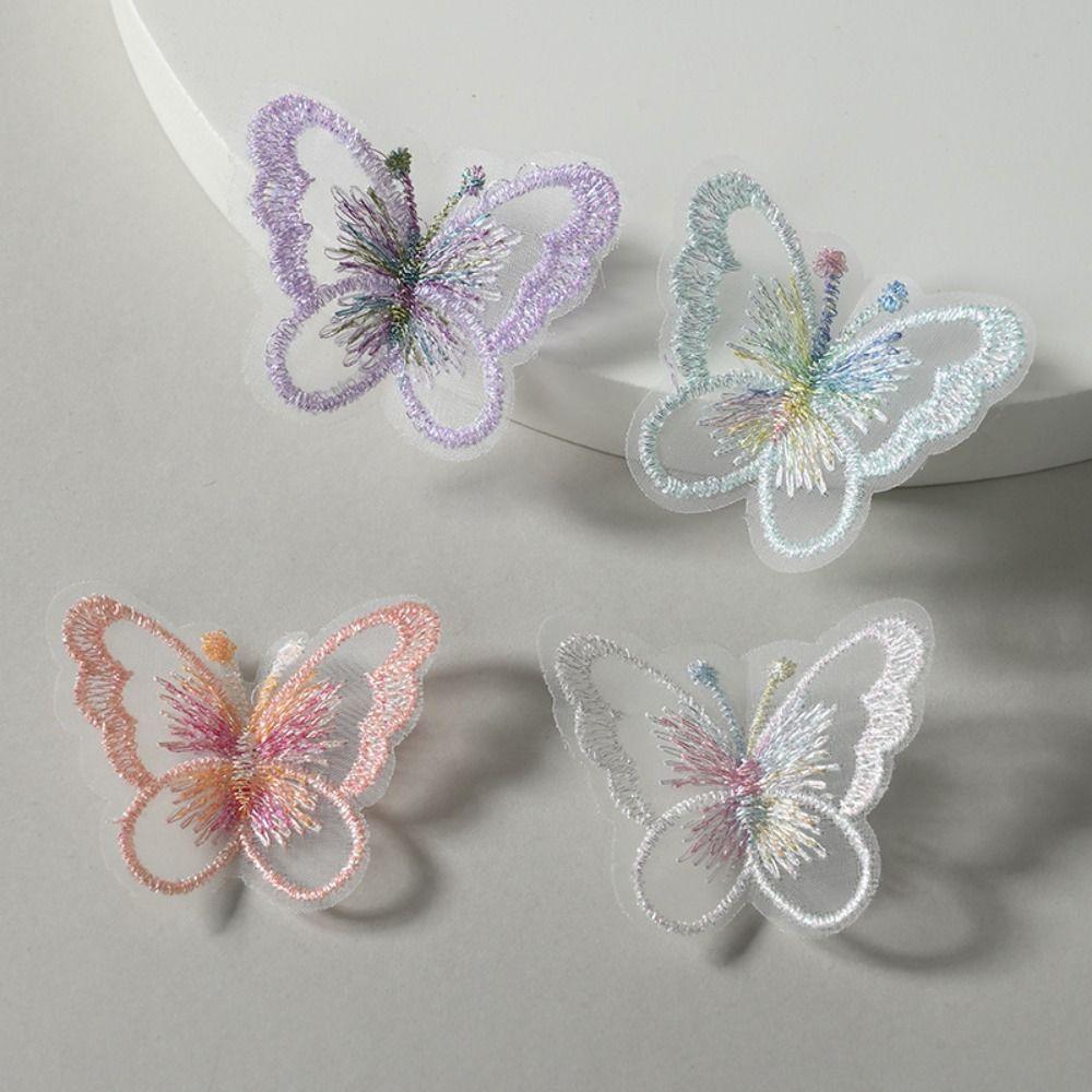 20Pcs Single Layer Golden Thread Butterfly Appliques Bridal Hair Accessories