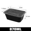 480/650/870ML Disposable Food Containers Black Kitchen Fridge Storage Box with Lids Leakproof Lunch Box for Fruit Salad Sandwich