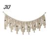 Bohemian Home Decor Boho Garland Wall Hanging with Wooden Beads, Hand Woven Cotton Tassel Banner, for Nursery Nordic Window Tapestry, Bedroom