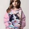 Kids Clothes Girl Hoodies Long Sleeve Cartoon 3D Cat Print Children Spring Fall Clothes Casual Cute Outdoor Girl Clothes Tops