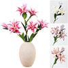 Realistic 3 Heads Lily Artifiical Flowers Multicolor Double Layers Artificial Flower PU Washable Fake Plants Wedding Supplies