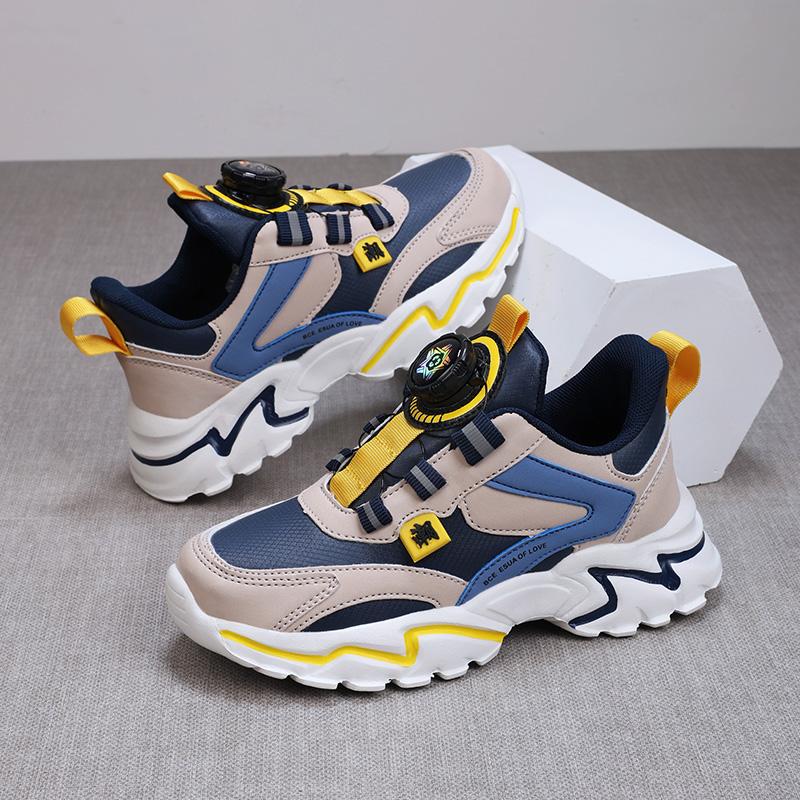 Kid's Sneakers Girls' Sports Shoes Fashionable Boys' Sports Shoes Fast and Convenient Rotating Button Sports Shoes