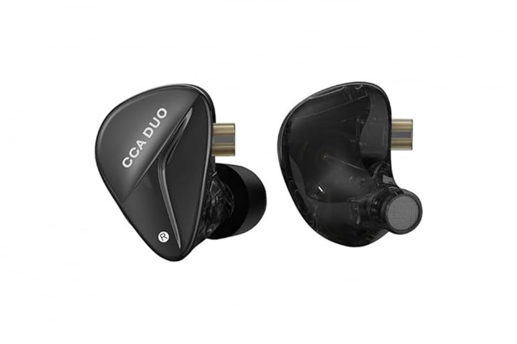 Hifi Kingdom CCA DUO 2DD (7 мм + 7 мм Динамический драйвер Комбинация Hi-Fi Внутриканальный монитор) (Черный, Без микрофона)