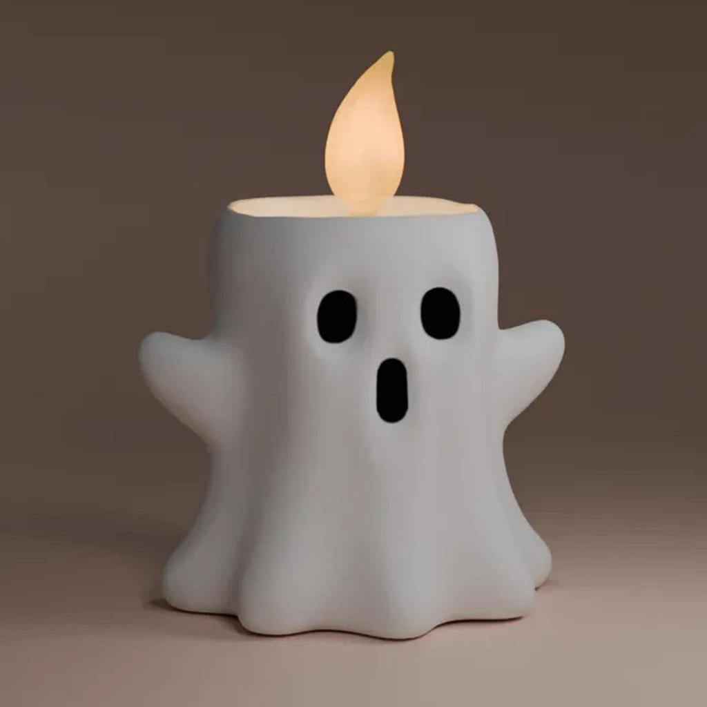 Ghost Flameless Candles Ghost Miniature Candle Lights Flameless Candle Art For Halloween Miniature White Ghost For Bedroom