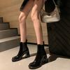 2024 New Brand Genuine Leather Square High Heels Lace Up Autumn WInter Warm Ankle Boots Lady SHoes Dress Office