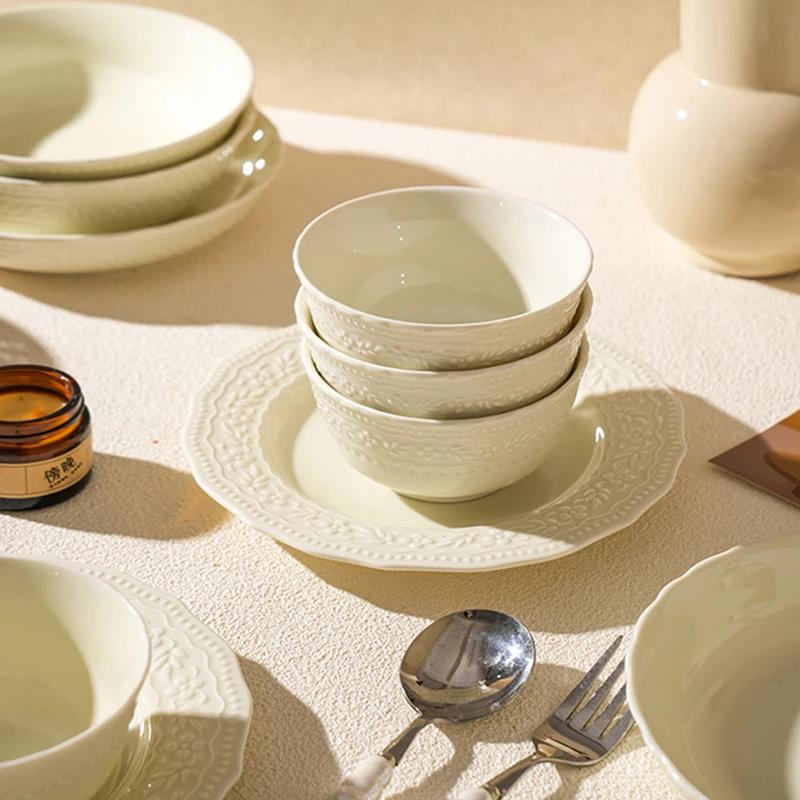 Exquisite Romantic Relief Dining Plate High End Hotel Restaurant Spaghetti Dining Plates Delicious Dishes Fish Plate Rice Bowls