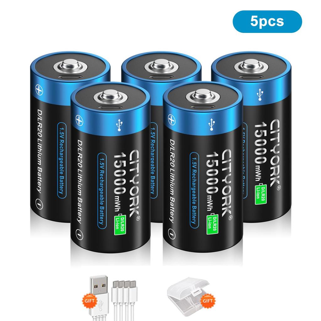 1.5V D Battery Type C USB D R20 LR20 Rechargeable Li-ion Batteries Battery For RC Camera Drone Accessories Gas Stove