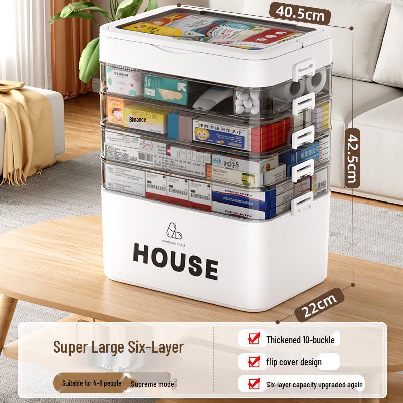 Large Multi-Layer Medicine Storage Box - Portable Family First Aid Kit