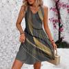 Женские летние модные повседневные платья с v-образным вырезом в стиле пэчворк без рукавов с принтом-жилетом