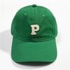 Baseball caps men and women ins Internet celebrities retro green P letter soft top cap spring and summer washing casual visor hat
