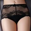 Women Underpants Hollow Out Super Breathable Soft Solid Color Mid Waist Anti-septic Elastic Flower Embroidery Lace