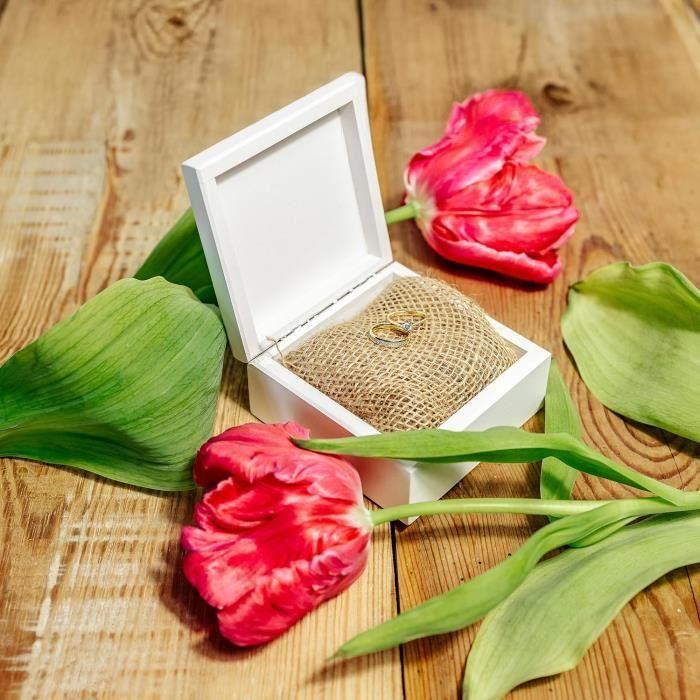Creative Deco Petite Boîte en Bois avec Couvercle 10 x 10 x 5 cm | Coffret Souvenirs | Boite à Bijoux | Boîte Cadeau | Blanc