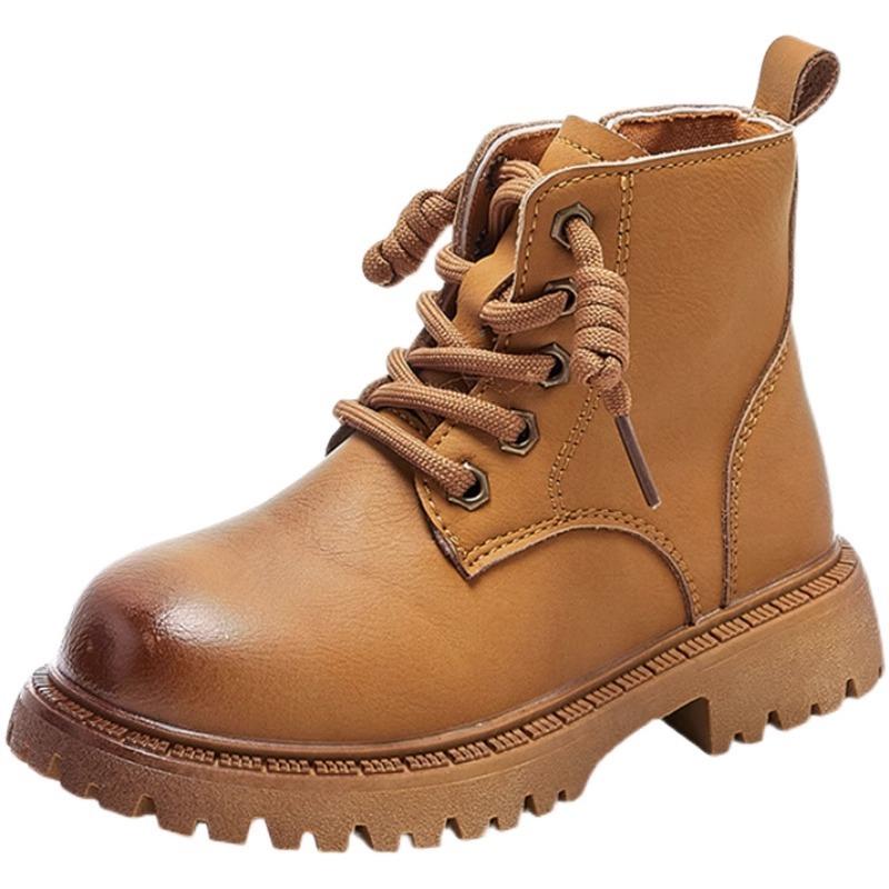 Ретро модные детские ботинки, короткие ботинки для мальчиков, модные спортивные ботинки из ревеня, весенние и осенние, нескользящие, новые кожаные ботинки в британском стиле