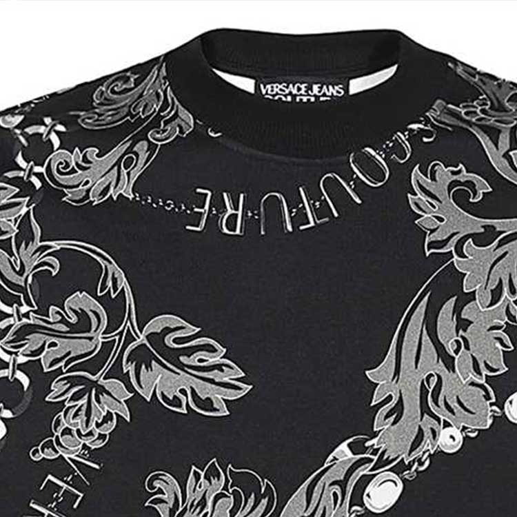 Свитшот с принтом в стиле барокко VERSACE JEANS с круглым вырезом 75GAI3R0-FS102-899