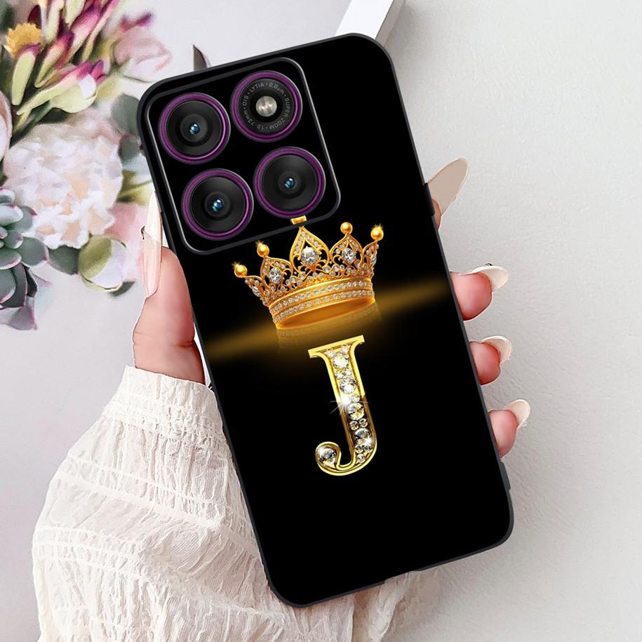 Чехол для Motorola Edge 60 Pro 2025 Роскошные Буквы Короны Мягкий Силикон Черная Крышка Телефона Для Moto Edge 60 Fusion 60s Edge60 Funda