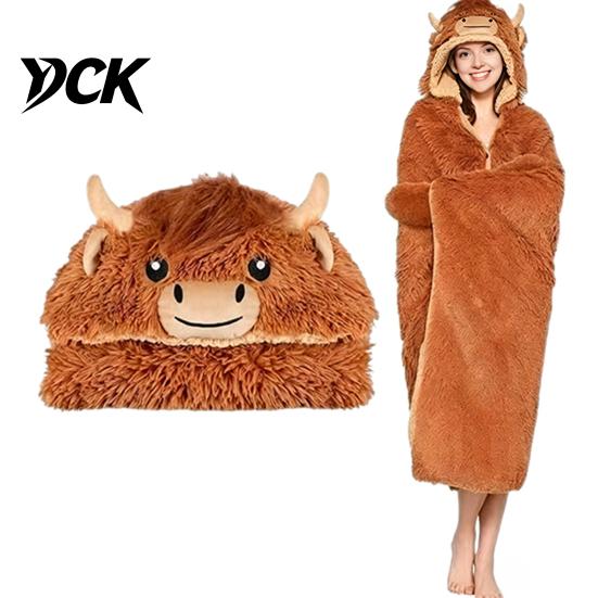 Animal Themed Blanket Wearable Hoodie, Adults Oversized Fleece Sweatshirt Lightweight Warm Sleepwear, Halloween Cosplay Costume Plush Hooded