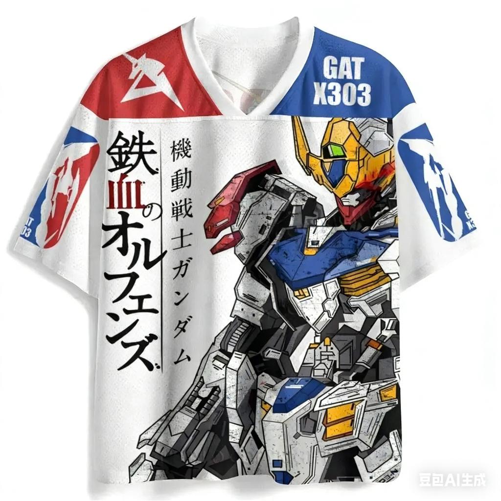 Модная футболка с графическим принтом Gundam Barbatos, с коротким рукавом, для фанатов аниме Mobile Suit Gundam Iron-Blooded Orphans, меха, повседневная уличная одежда
