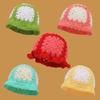 Sunflower Patterned Fisherman Hat Lotus Leaf Edge Handmade Knit Hat  Autumn Winter Outings